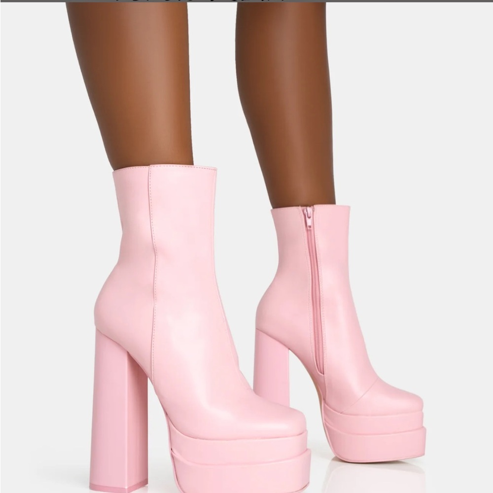 pink platform ankle boots